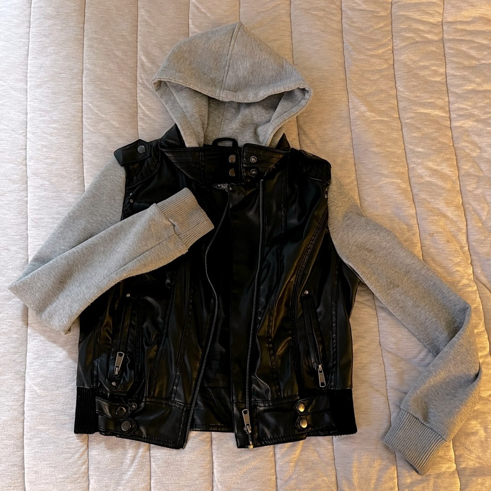 Half hoodie half pleather jacket - Women’s large